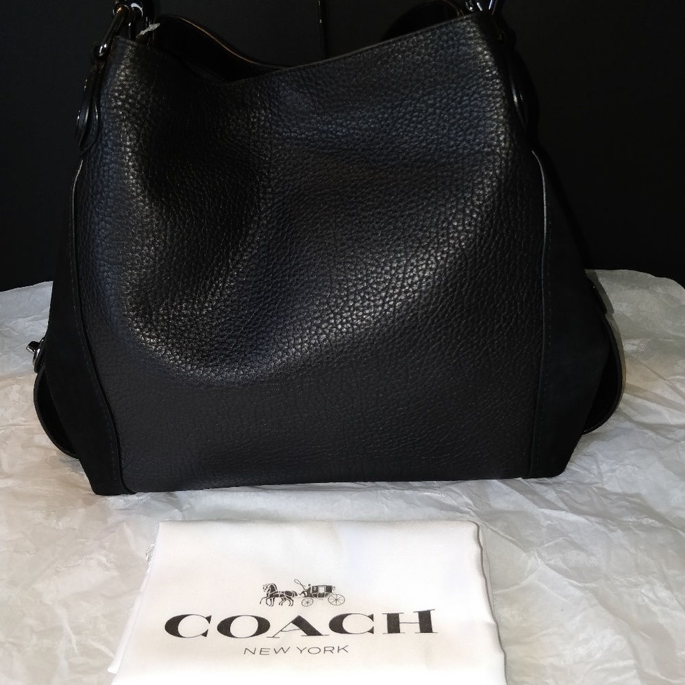 Coach Edie 42 Mixed Material Leather Shoulder Bag